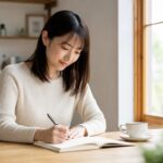 20代からの終活 手帳に書く若い女性