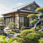 空き家の庭を剪定する様子｜岐阜の空き家整理はアイワクリーン