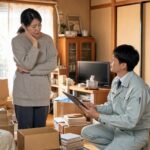 汚い部屋の片付けをプロスタッフに相談している場面（岐阜）