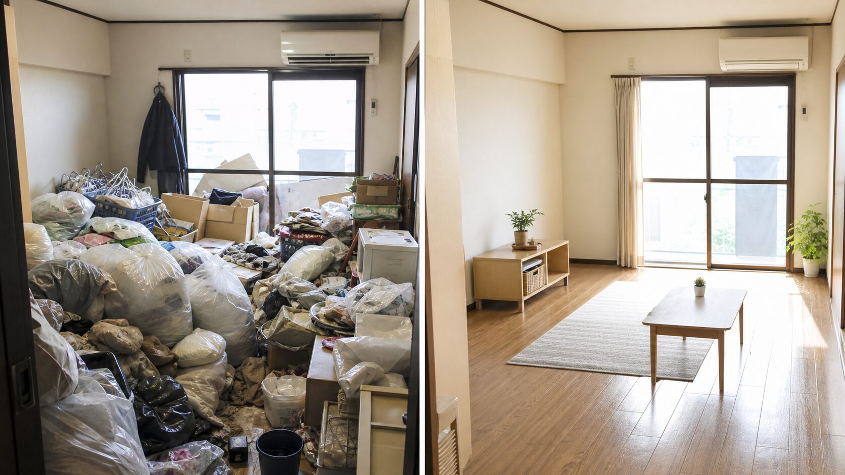 岐阜県羽島市のごみ屋敷片付け・作業後の清潔な室内