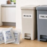 石灰乾燥剤の捨て方と分別方法を解説するイラスト