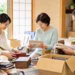 遺品整理の手順を確認する家族の様子（岐阜）