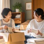 実家の片付けを親子で取り組む様子