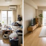 片付けられない部屋から整理整頓されたきれいな部屋へ変わるビフォーアフターのイメージ