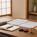 家族の他界後の手続き・申請ガイド｜書類と印鑑が並ぶ机の様子