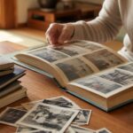 写真アルバムを整理・処分するシーン