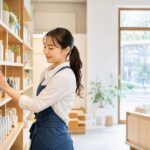 清潔な店舗内でスタッフが清掃作業をしている様子