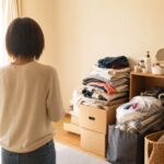 ためこみ症（ホーディング障害）の部屋と片付けを始めようとする人物