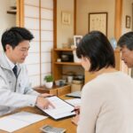 遺品整理の見積もりで確認事項をチェックする様子（岐阜・愛知）