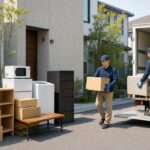 西可児駅周辺で不用品回収作業をするスタッフの様子
